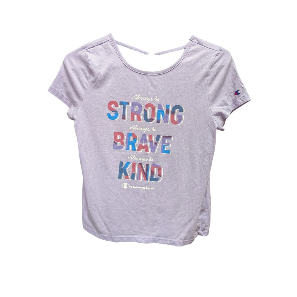 Champion Graphic Tee Kids 14/16 Lavender Strong Brave Kind Strappy Back